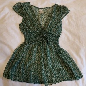 Green sheer blouse